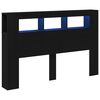 vidaXL Cabecero LED Roble Negro Madera de ingenier&iacute;a