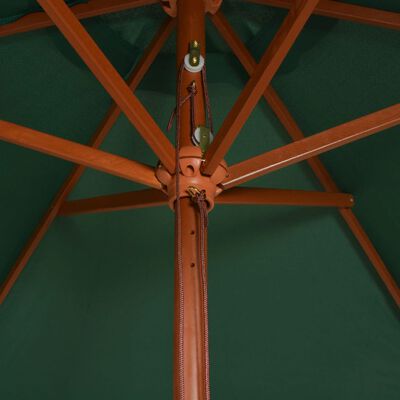 vidaXL Sombrilla con palo de madera verde 200x300 cm