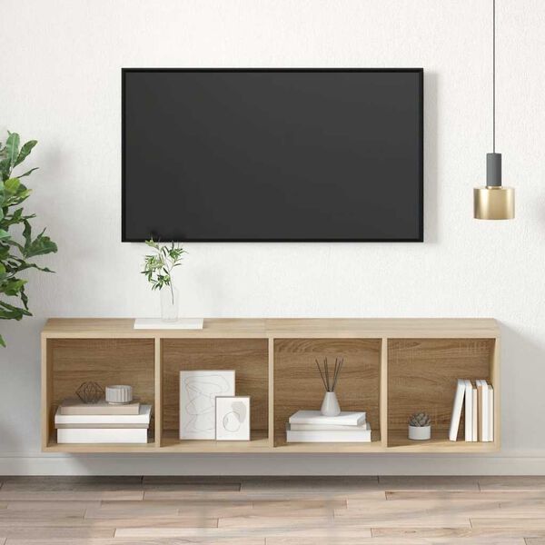 vidaXL Mueble TV pared contrachapada color roble Sonoma 37x37x142,5 cm