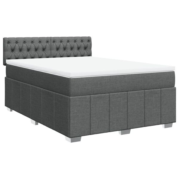 vidaXL Cama box spring con colch&oacute;n tela gris oscuro 160x200 cm