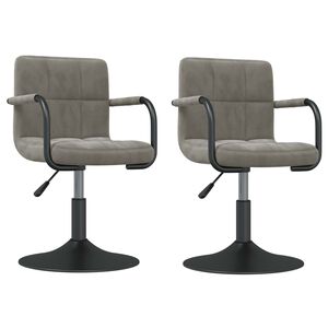 vidaXL Sillas de comedor giratorias 2 uds de terciopelo gris claro