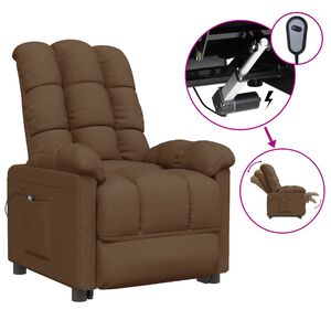 vidaXL Sill&oacute;n reclinable el&eacute;ctrico de tela marr&oacute;n