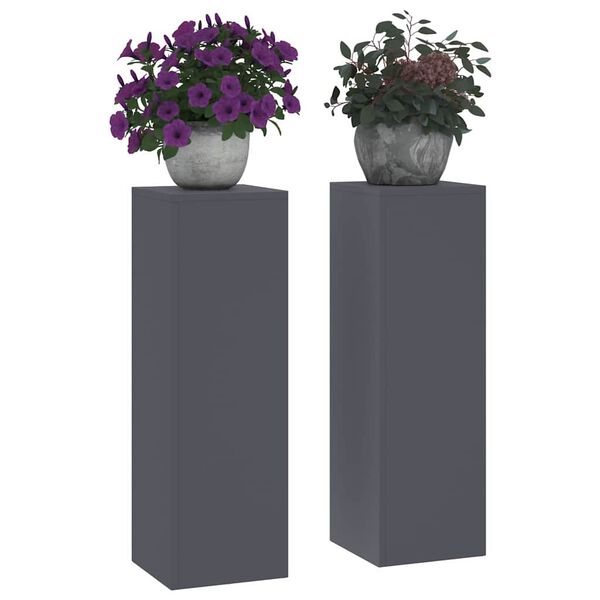 vidaXL Soporte de plantas 2 pcs Antracita 24 x 24 x 75 cm Acero