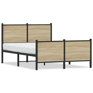 vidaXL Estructura de cama sin colch&oacute;n metal roble Sonoma 120x200 cm