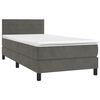 vidaXL Cama box spring colch&oacute;n y LED terciopelo gris oscuro 90x190 cm