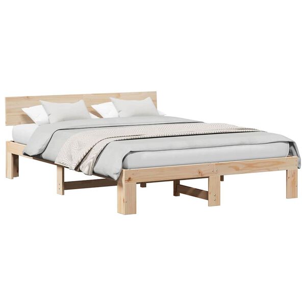 vidaXL Estructura de cama Natural 160 x 200 cm Madera de pino macizo