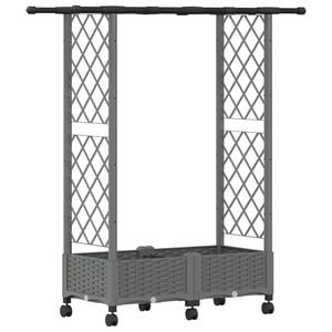 vidaXL Cama elevada con trellis y techo Gris Claro 122,5 x 40 x 127 cm
