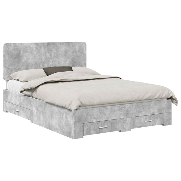vidaXL Estructura de cama con cabecera Gris Concreto 150 x 200 cm