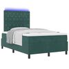 vidaXL Cama Box Spring LED con colch&oacute;n Verde oscuro 120 x 190 cm tela