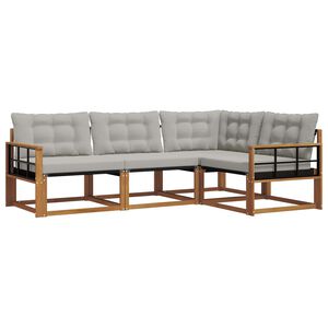 vidaXL Conjunto de sof&aacute;s de exterior 4 pcs Gris Natural y Claro