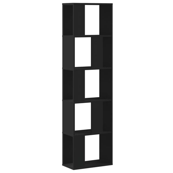 vidaXL Librer&iacute;a 5 niveles madera ingenier&iacute;a negra 45x23,5x162,5 cm