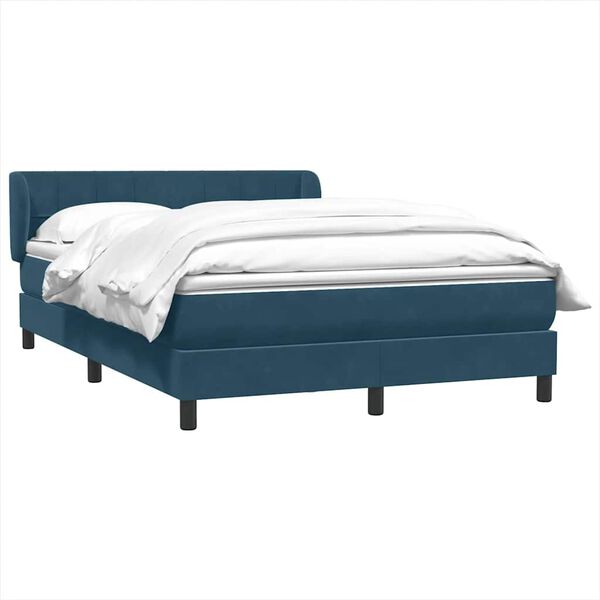 vidaXL Cama box spring con colch&oacute;n terciopelo azul oscuro 160x210 cm