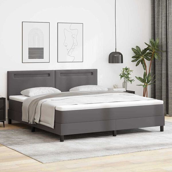 vidaXL Cama tipo Box Spring Gris 180 x 200 cm Cuero sint&eacute;tico