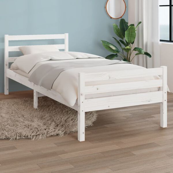 vidaXL Estructura de cama sin colchón madera maciza blanco 90x200 cm