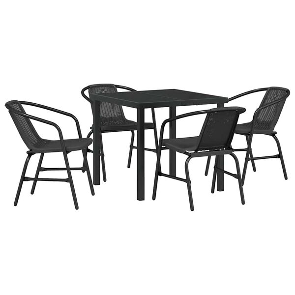 vidaXL Conjunto de Comedor de Jard&iacute;n 5 pcs Negro