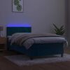 vidaXL Cama box spring colch&oacute;n y LED terciopelo azul oscuro 80x200 cm