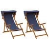 vidaXL Silla de terraza 2 pcs 3 Posici&oacute;n Madera de Eucalipto Maciza