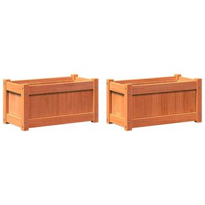 vidaXL Jardineras de exterior 2 uds madera maciza de pino marr&oacute;n cera
