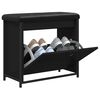 vidaXL Banco zapatero con caj&oacute;n abatible negro 62x32x56 cm