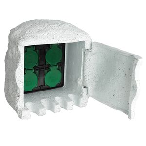 vidaXL Enchufe de jard&iacute;n 4 ranuras resistente al agua resina blanco