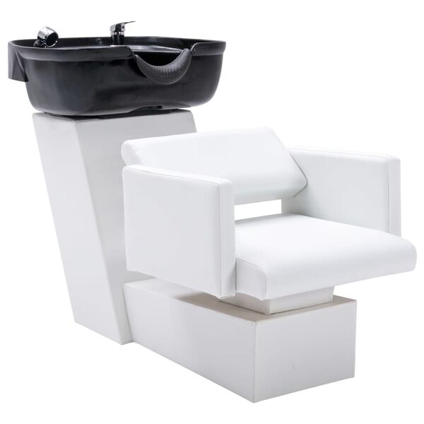 vidaXL Silla lavacabezas con lavabo cuero sint&eacute;tico 129x59x82 cm