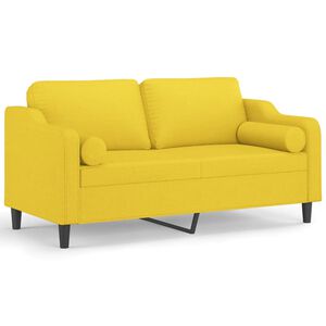 vidaXL Sof&aacute; de 2 plazas con cojines tela amarillo claro 140 cm