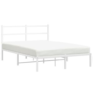 vidaXL Estructura cama sin colch&oacute;n con cabecero metal blanco 140x190cm