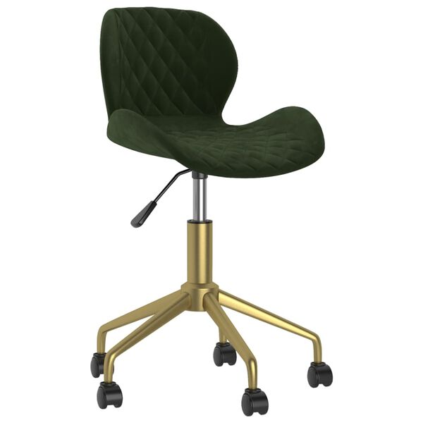 vidaXL Silla de comedor giratoria de terciopelo verde oscuro