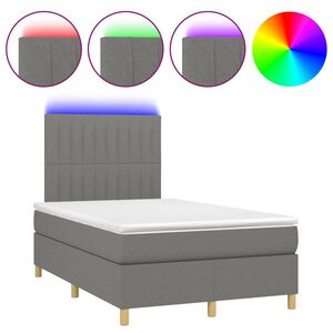 vidaXL Cama box spring con colch&oacute;n y LED tela gris oscuro 120x200 cm