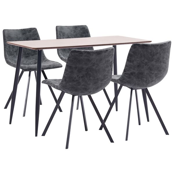 vidaXL Juego de comedor 5 piezas cuero sint&eacute;tico negro