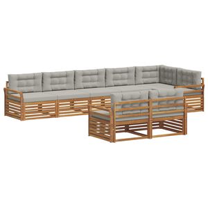 vidaXL Conjunto de sof&aacute;s de exterior 8 pcs Gris Natural y Claro