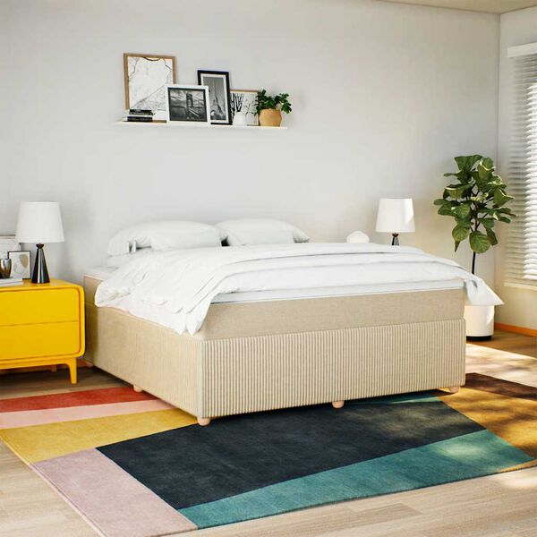 vidaXL Cama box spring con colch&oacute;n tela color crema 180x200 cm