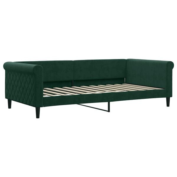 vidaXL Sof&aacute; cama sin colch&oacute;n terciopelo verde oscuro 100x200 cm