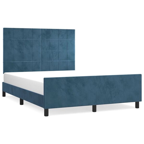 vidaXL Estructura de cama sin colch&oacute;n terciopelo azul oscuro 140x200cm