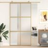 vidaXL Puerta corredera dorada de vidrio ESG esmerilado y aluminio