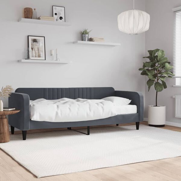 vidaXL Sofá cama con colchón terciopelo gris oscuro 80x200 cm