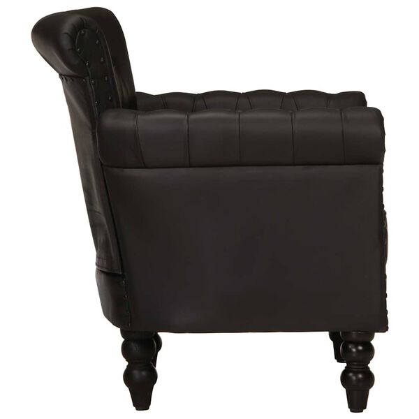 vidaXL Sillón de cuero auténtico de cabra negro