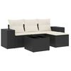 vidaXL Set de muebles de jard&iacute;n 5 pzas y cojines rat&aacute;n sint&eacute;tico negro