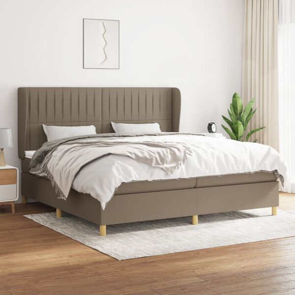 vidaXL Cama box spring con colch&oacute;n tela gris taupe 200x200 cm