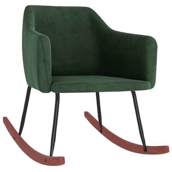 vidaXL Silla mecedora de terciopelo verde oscuro