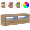 vidaXL Mueble de TV luces LED madera roble artisan 120x35x40 cm