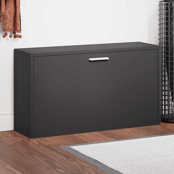 vidaXL Banco zapatero negro 80x24x45 cm madera de ingenier&iacute;a