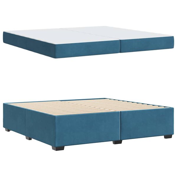vidaXL Estructura de cama con colch&oacute;n Azul Oscuro 200 x 200 cm tela