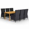 vidaXL Set de comedor de jard&iacute;n de 7 piezas negro