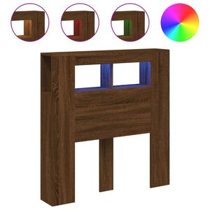 vidaXL Cabecero LED madera ingenier&iacute;a roble marr&oacute;n 100x18,5x103,5 cm