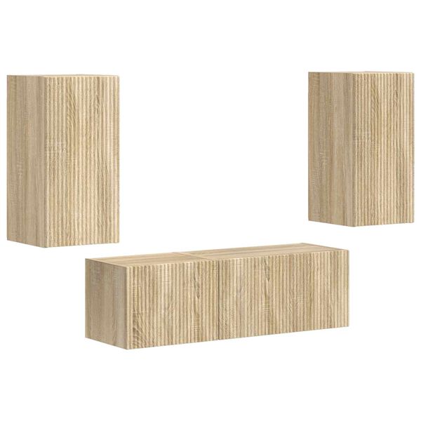 vidaXL Conjunto de mueble para TV de pared 4 pcs Roble Sonoma