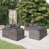 vidaXL Set de muebles de jard&iacute;n 8 pzas y cojines rat&aacute;n sint&eacute;tico gris