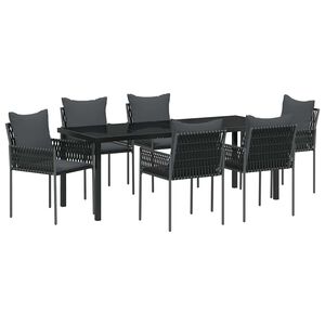 vidaXL Conjunto de Comedor de Jard&iacute;n 7 pcs Negro y Gris