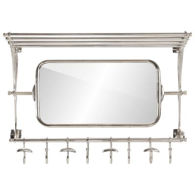 vidaXL Soporte de equipaje con perchas y espejo de pared aluminio