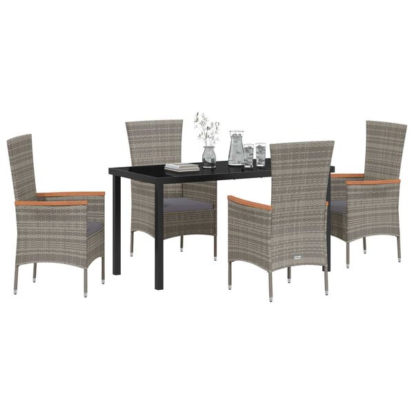 vidaXL Conjunto de Comedor de Jard&iacute;n con coj&iacute;n 5 pcs Gris